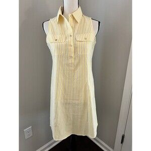 Duffield Lane Yellow And White Striped Sleeveless Shirtdress Cotton Size XS EUC